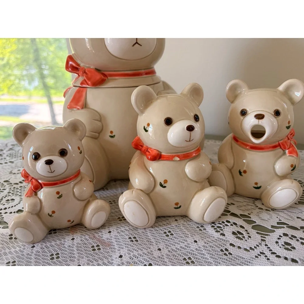 Vintage Otagiri Japan Teddy Bear Set 8pc